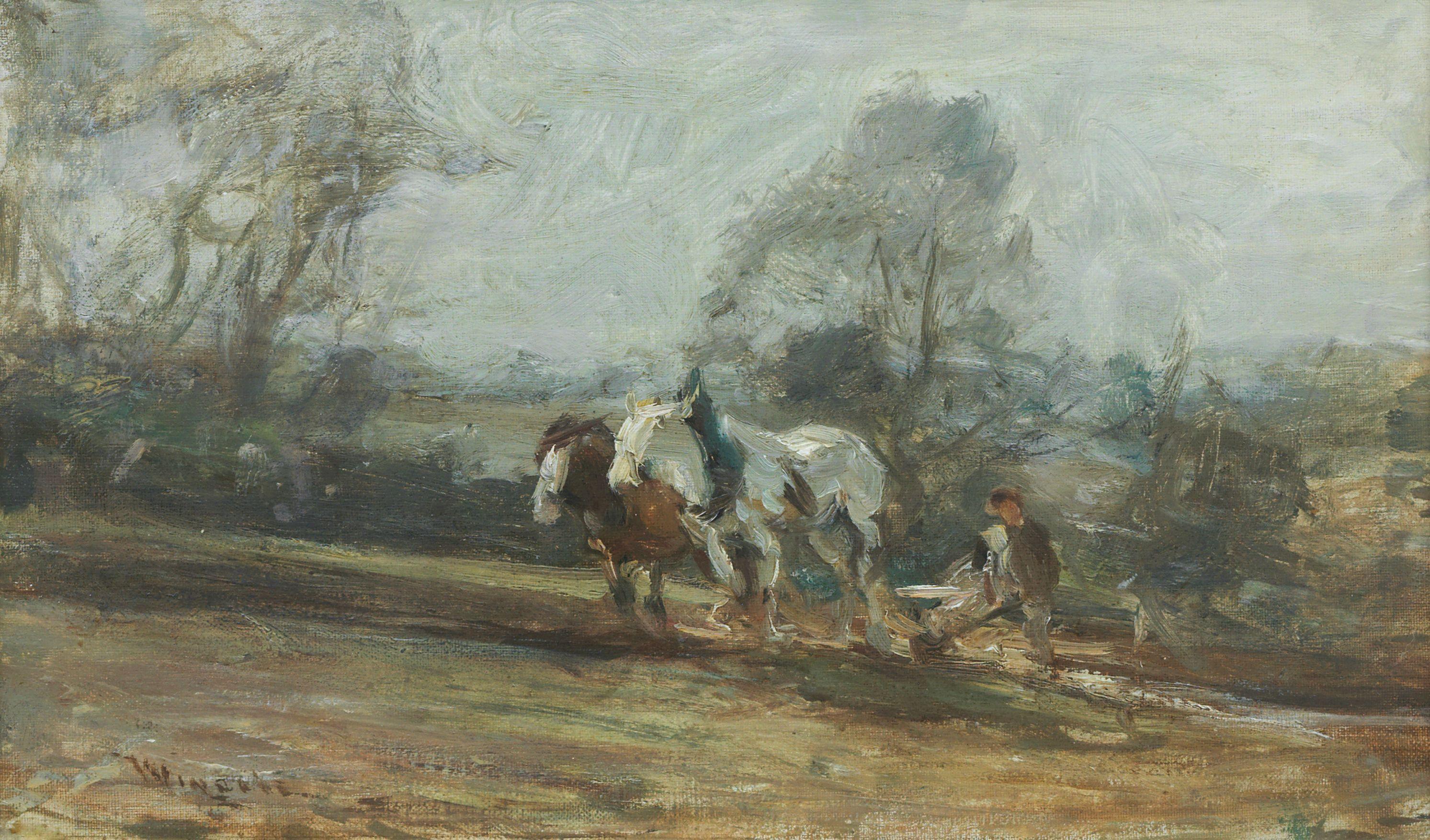 Sir James Lawton Wingate RSA - Ploughing the field