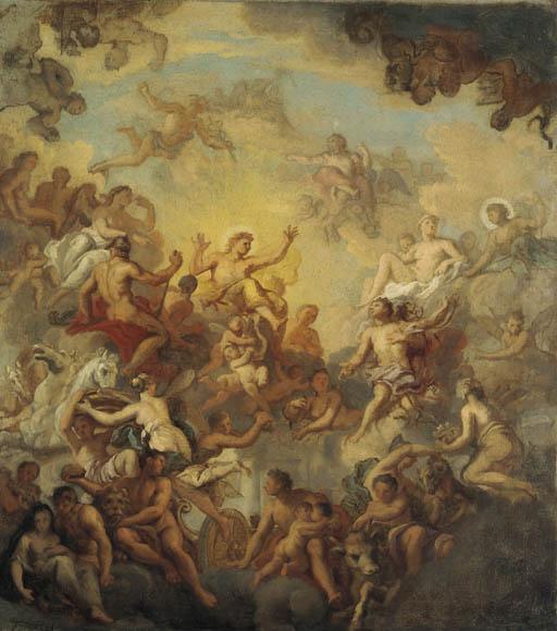 Sir James Thornhill - Phaeton Petitioning Apollo, Allegorical Figures Representing The Signs Of The Zodiac Beneath