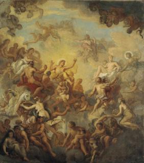 Sir James Thornhill - Phaeton Petitioning Apollo, Allegorical Figures Representing The Signs Of The Zodiac Beneath