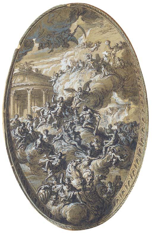 Sir James Thornhill - Proposed Design For The Saloon Ceiling At Blenheim Palace, Oxfordshire: The Apotheosis of Hercules