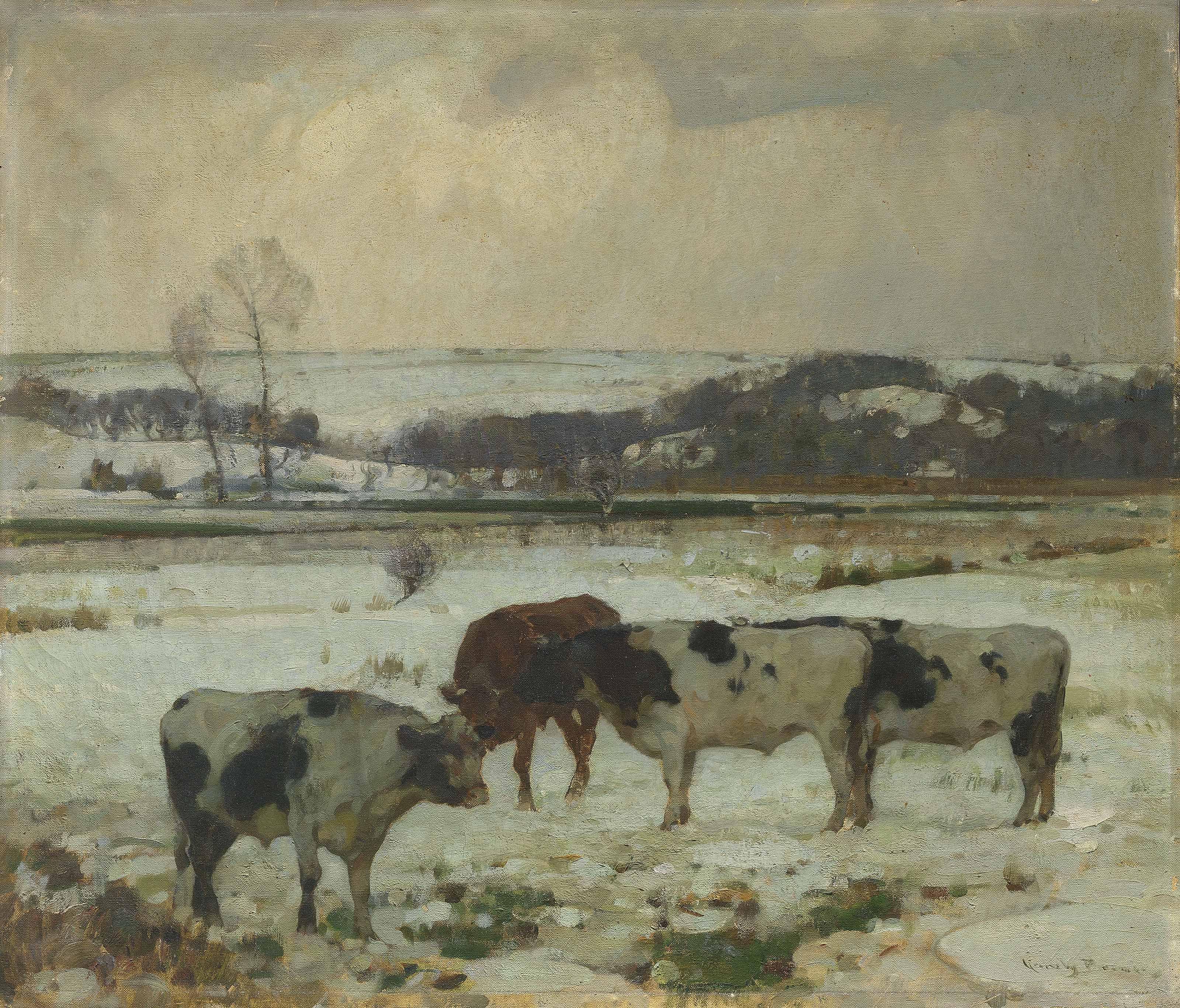 Sir John Alfred Arnesby Brown, R.A. - Cattle in snow