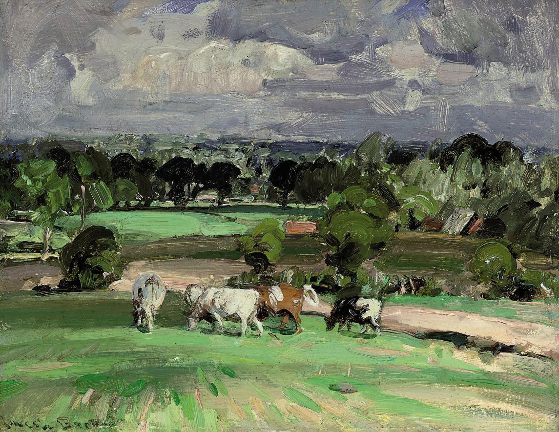 Sir John Alfred Arnesby Brown, R.A. - Cows grazing on a summer\'s day