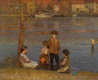 Sir John Alfred Arnesby Brown, R.A. - The River, Afterglow