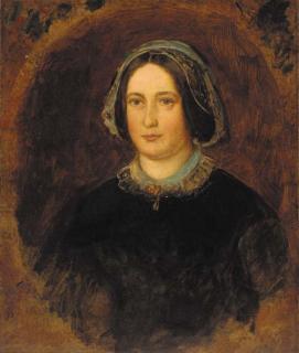 Sir John Everett Millais, Bt., P.R.A. - Portrait of Mrs William Evamy, the artist\'s aunt, bust-length, in a black dress with a lace collar
