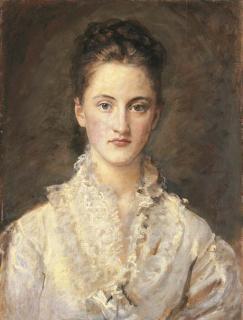 Sir John Everett Millais, Bt., P.R.A. - Portrait of the Artist\'s Daughter, Mary, half length