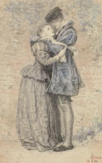 Sir John Everett Millais, P.R.A. - Original Study For A Huguenot