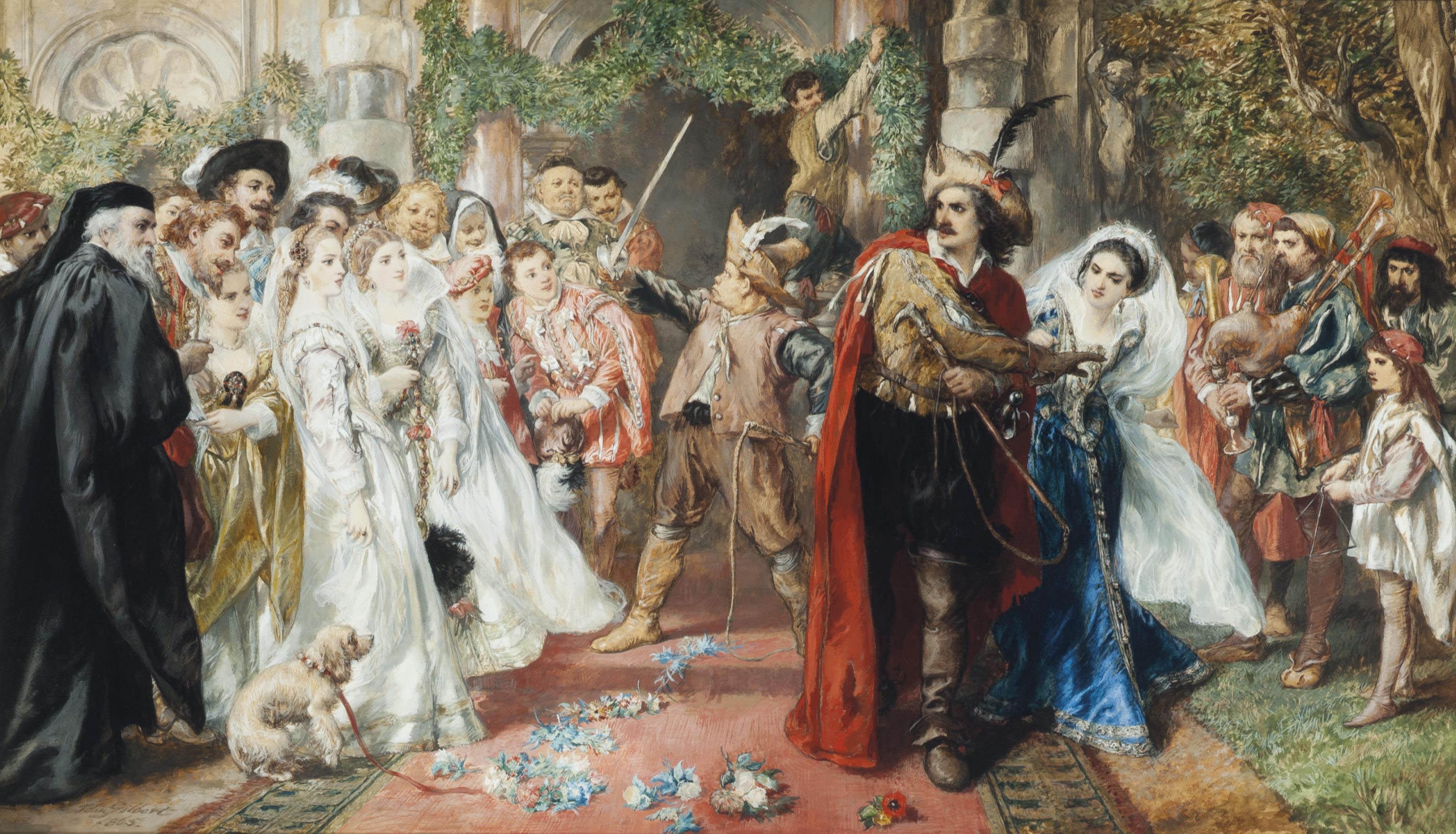 Sir John Gilbert, R.A., P.R.W.S. - The marriage of Katherine and Petruchio: The Taming of the Shrew