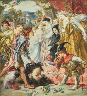 Sir John Gilbert RA PRWS - David holding the head of Goliath