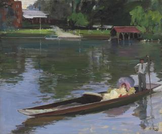 Sir John Lavery, R.A., R.S.A., R.H.A. - A Summer Evening - The Thames