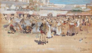 Sir John Lavery R.A., R.S.A., R.H.A. - Arab gathering