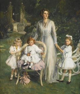 Sir John Lavery, R.A., R.S.A., R.H.A. - Archibald Benn Duntley Maconochie With His Mother And Sisters