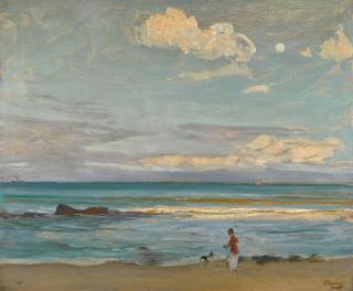 Sir John Lavery, R.A., R.S.A., R.H.A. - Evening, Coast of Spain from Tangier