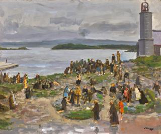 Sir John Lavery, R.A., R.S.A., R.H.A. - Study for St Patrick\'s Purgatory, Lough Derg