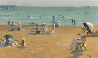 Sir John Lavery, R.A., R.S.A., R.H.A. - The Bathing Hour, Lido, Venice