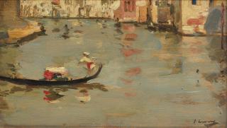 Sir John Lavery R.A., R.S.A., R.H.A. - The Grand Canal, Venice 14 x 23 cm. (5 1/2 x 9 in.)