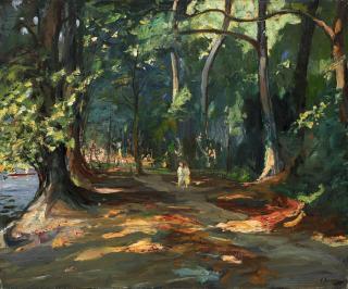 Sir John Lavery, R.A., R.S.A., R.H.A. - The path by the river, Maidenhead