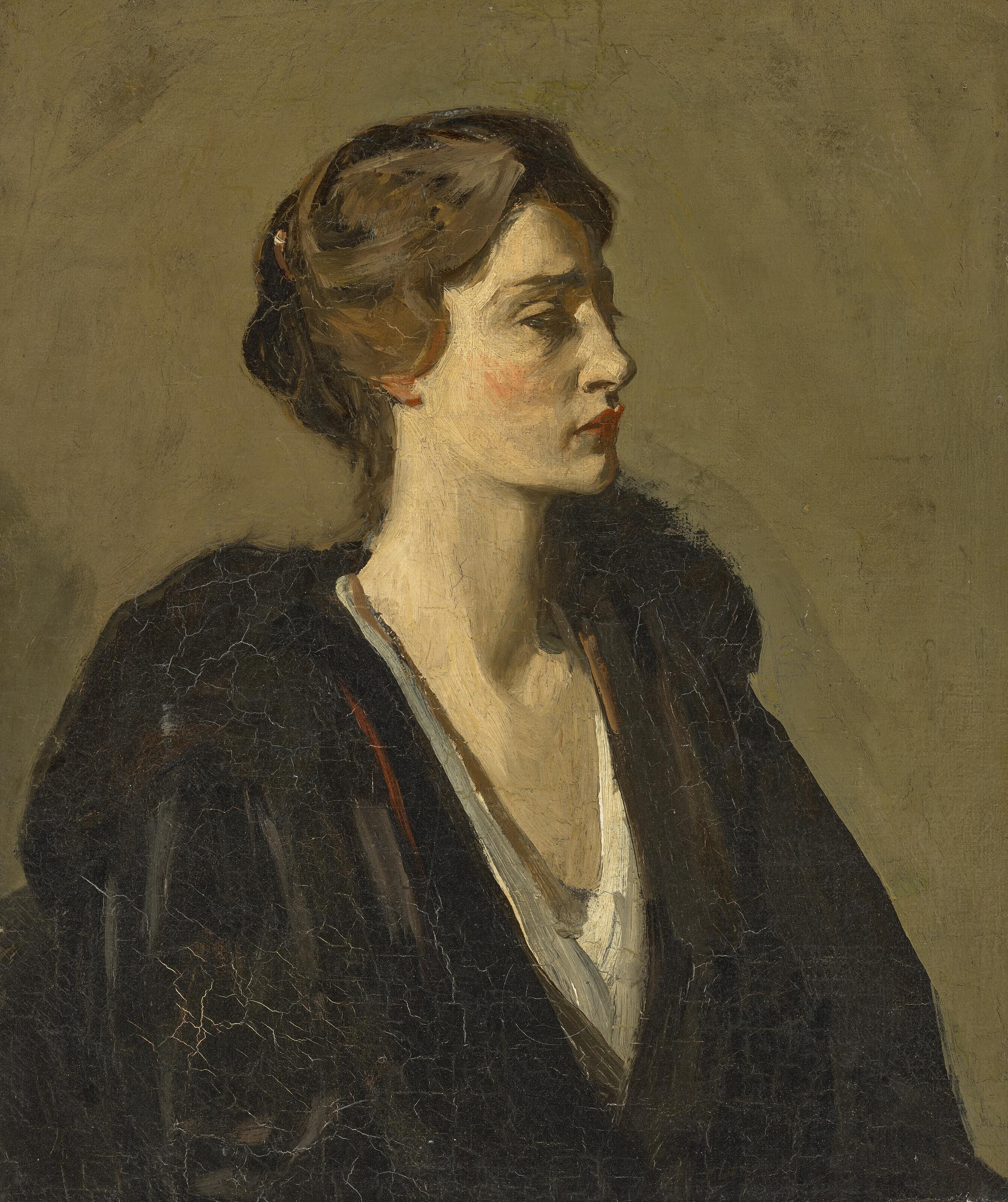 Sir John Lavery, R.S.A., R.H.A., R.A. - A Lady In Black (Lady Gwendeline Spencer-Churchill)