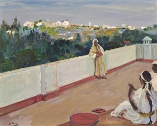 Sir John Lavery, R.S.A., R.H.A., R.A. - Evening On The House Top, Tangier