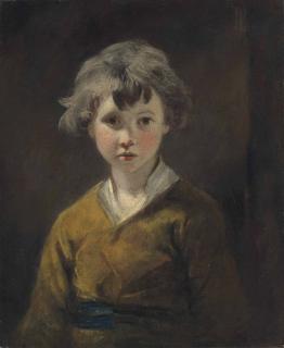 Sir Joshua Reynolds, P.R.A. - Edwin: Study Of A Young Boy, Half-Length, In A Brown Coat, White Shirt And Blue Sash