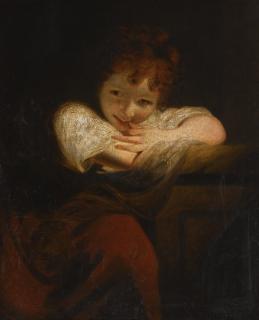 Sir Joshua Reynolds, P.R.A. - Girl Leaning On A Pedestal, Or The Laughing Girl