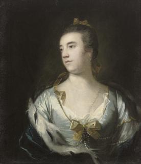 Sir Joshua Reynolds, P.R.A. - Portrait of a lady, traditionally identified as Anna Maria Draycott, later Countess of Pomfret (c.1726-1787), half-length, in a blue dress and ermine lined wrap