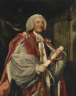 Sir Joshua Reynolds, P.R.A. - Portrait Of Dr. John Thomas, Bishop Of Rochester, Wearing The Robes Of The Dean Of The Most Honourable Order Of The Bath, Westminster Abbey Beyond  