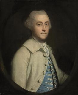 Sir Joshua Reynolds, P.R.A. - Portrait of William Bagot, later 1st Baron Bagot (1728-1798), half-length, in a grey coat with a blue waistcoat, in a feigned oval