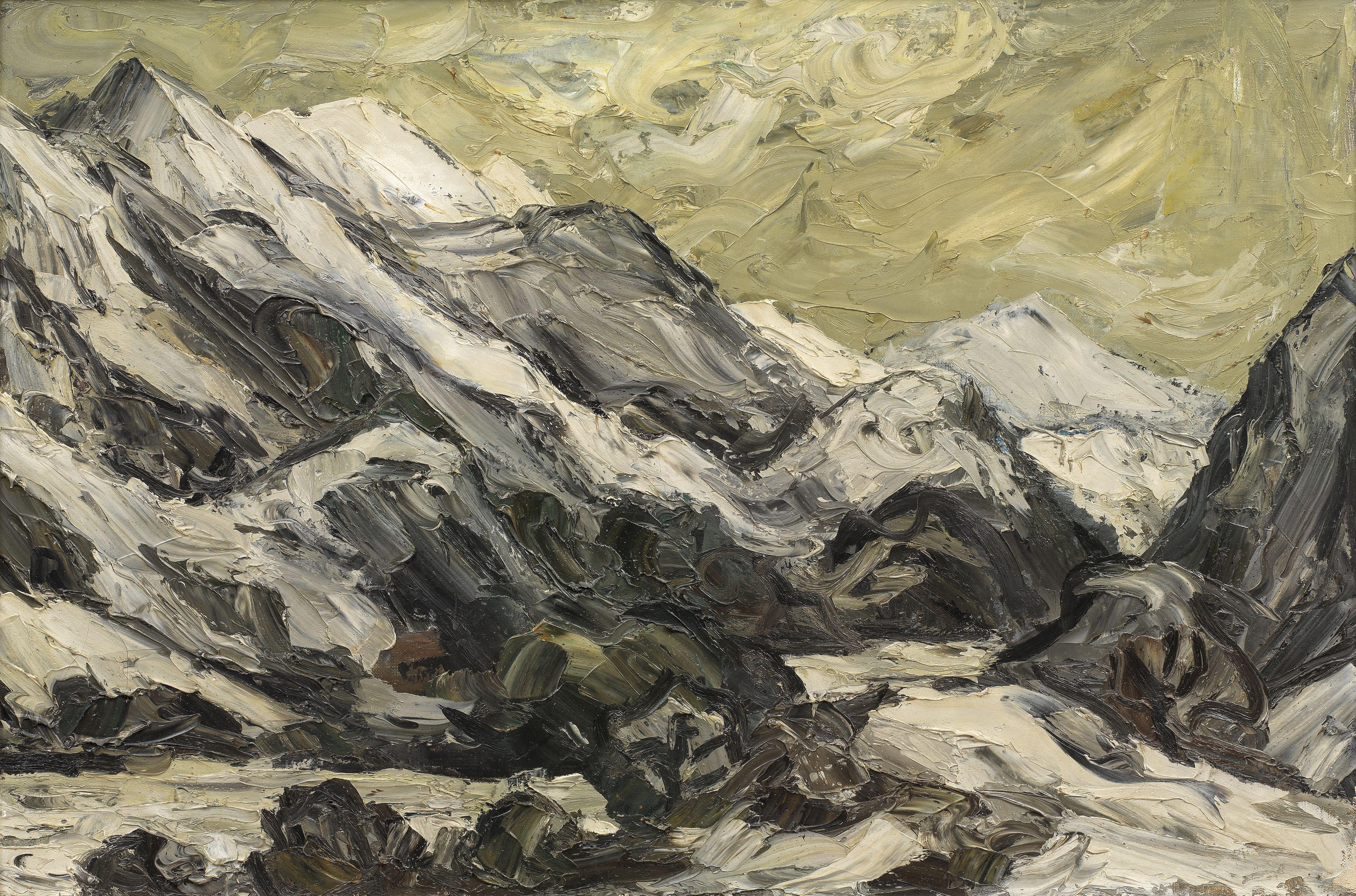 Sir Kyffin Williams R.A. - Lliwedd in Snow 61.5 x 92 cm. (24 1/8 x 36 1/4 in.)
