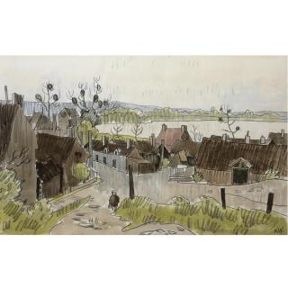 Sir Kyffin Williams, R.A. - Village On The Loire