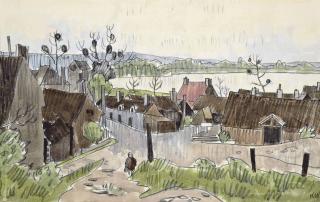 Sir Kyffin Williams, R.A. - Village on the Loire