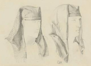 Sir Lawrence Alma-Tadema, O.M., R.A. - Head And Drapery Studies For \'The Contrary Oracle\'