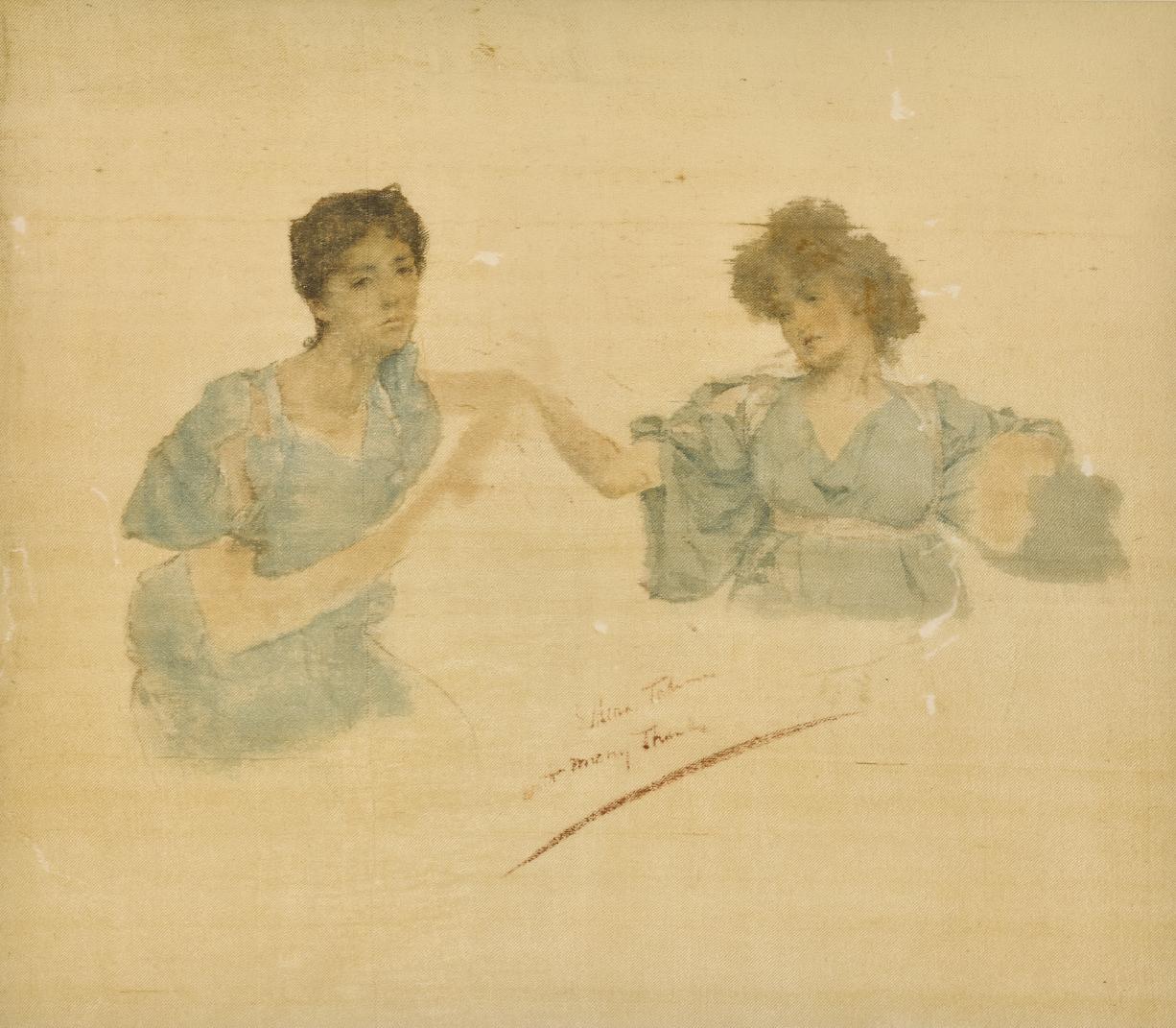 Sir Lawrence Alma-Tadema, O.M., R.A. - Portraits Of Laura And Anna Alma-Tadema