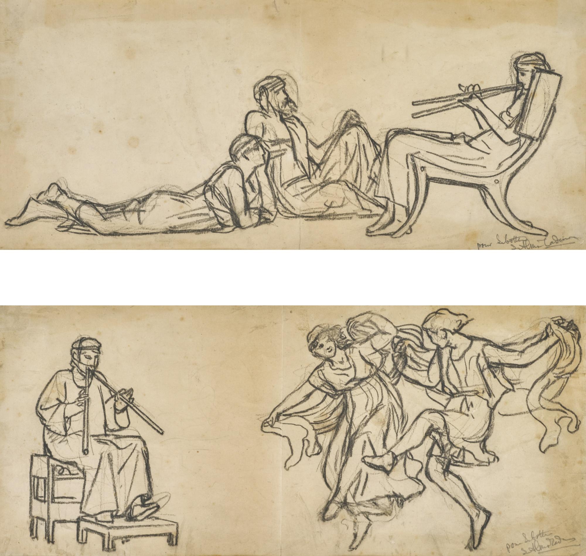 Sir Lawrence Alma-Tadema, O.M., R.A. - Study For Merry Music; Study For Serious Music