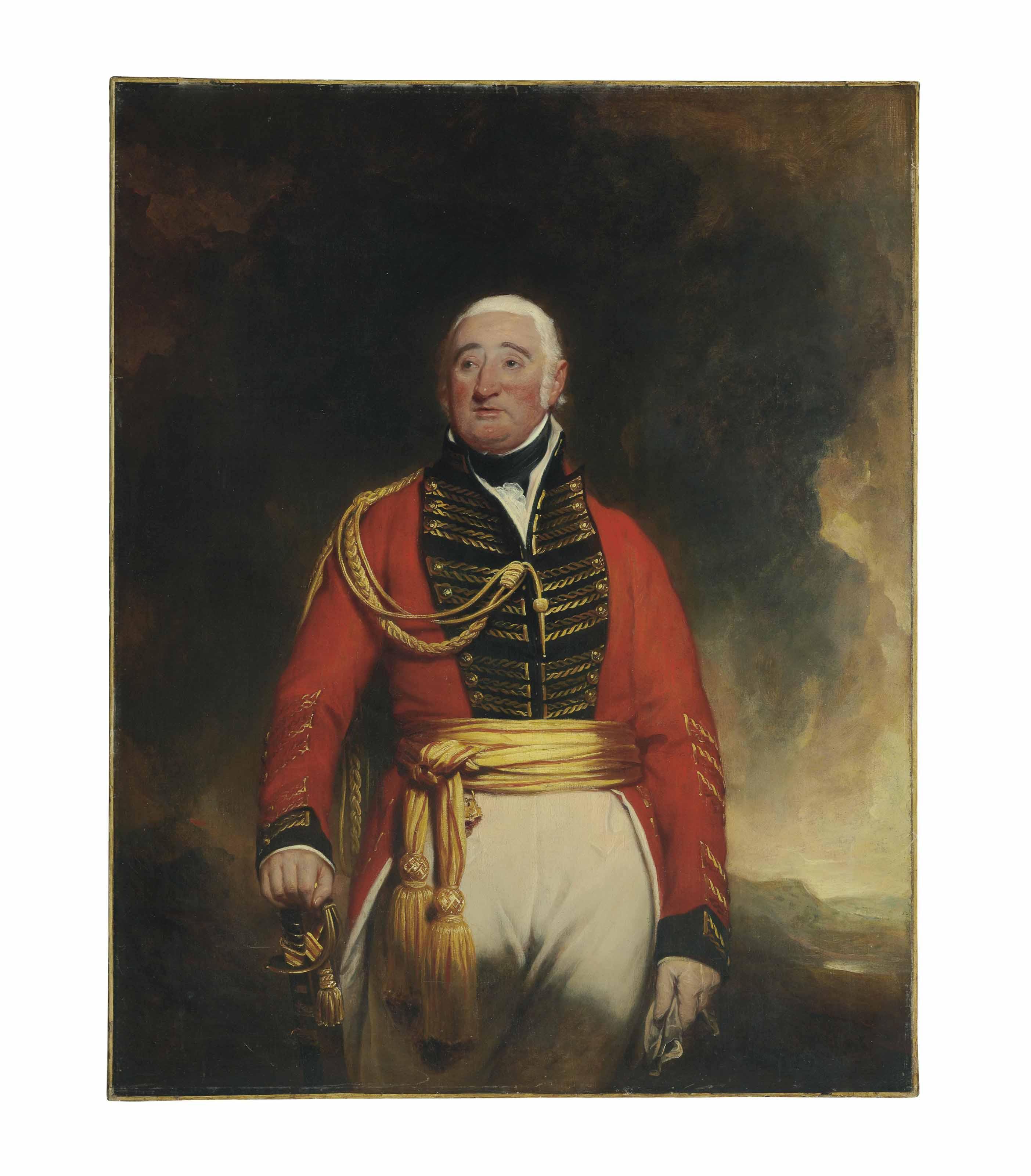Sir Martin Archer Shee, P.R.A. - Portrait of Lieutenant General Daniel Burr (1749-1828), standing three-quarter length, in a red uniform
