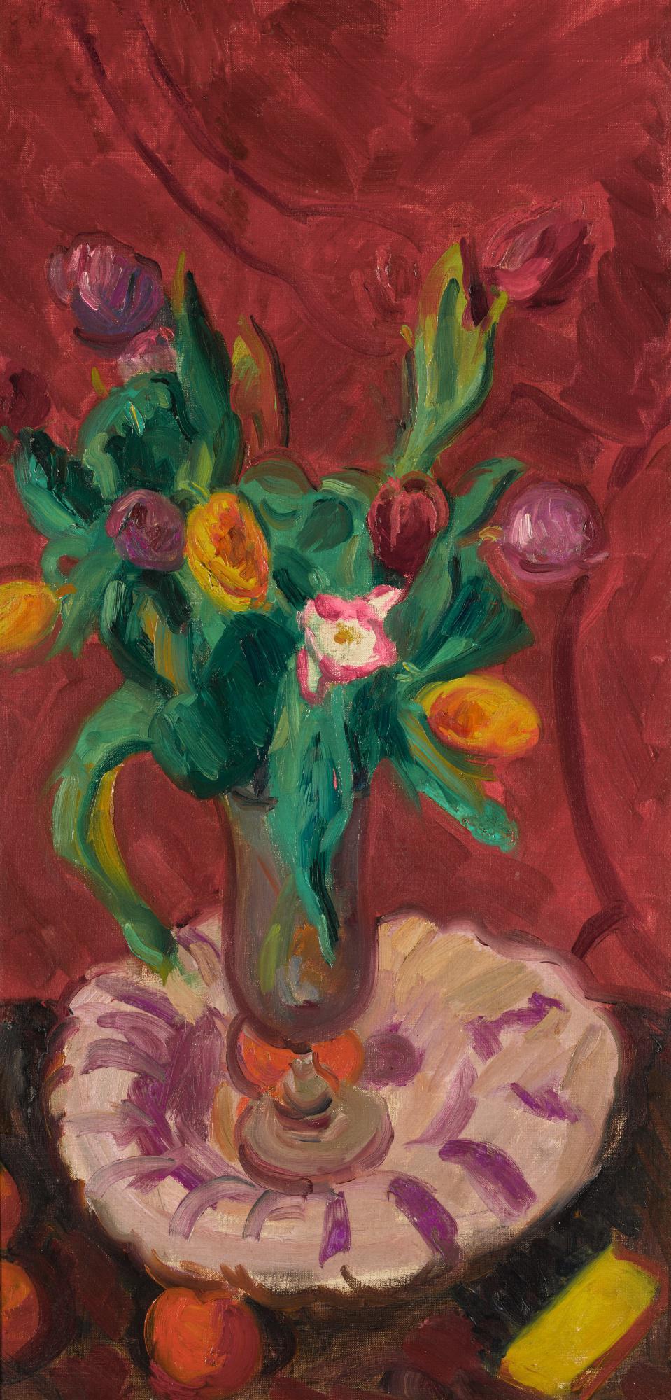 Sir Matthew Smith - Tulips In A White Dish (Ii)