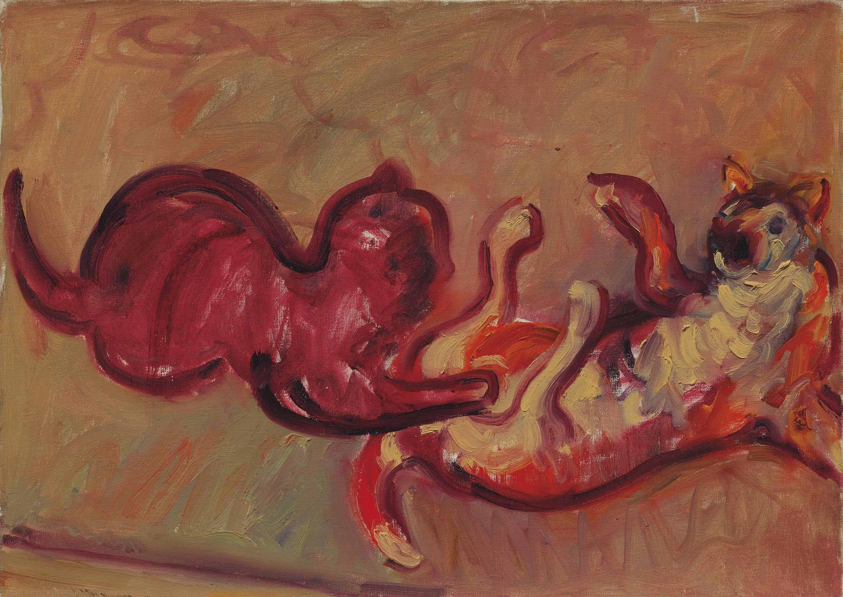 Sir Matthew Smith - Two Cats Playing