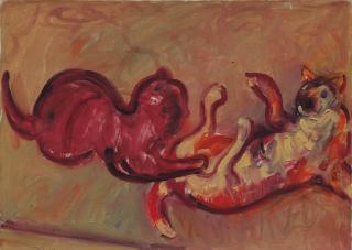 Sir Matthew Smith - Two Cats Playing