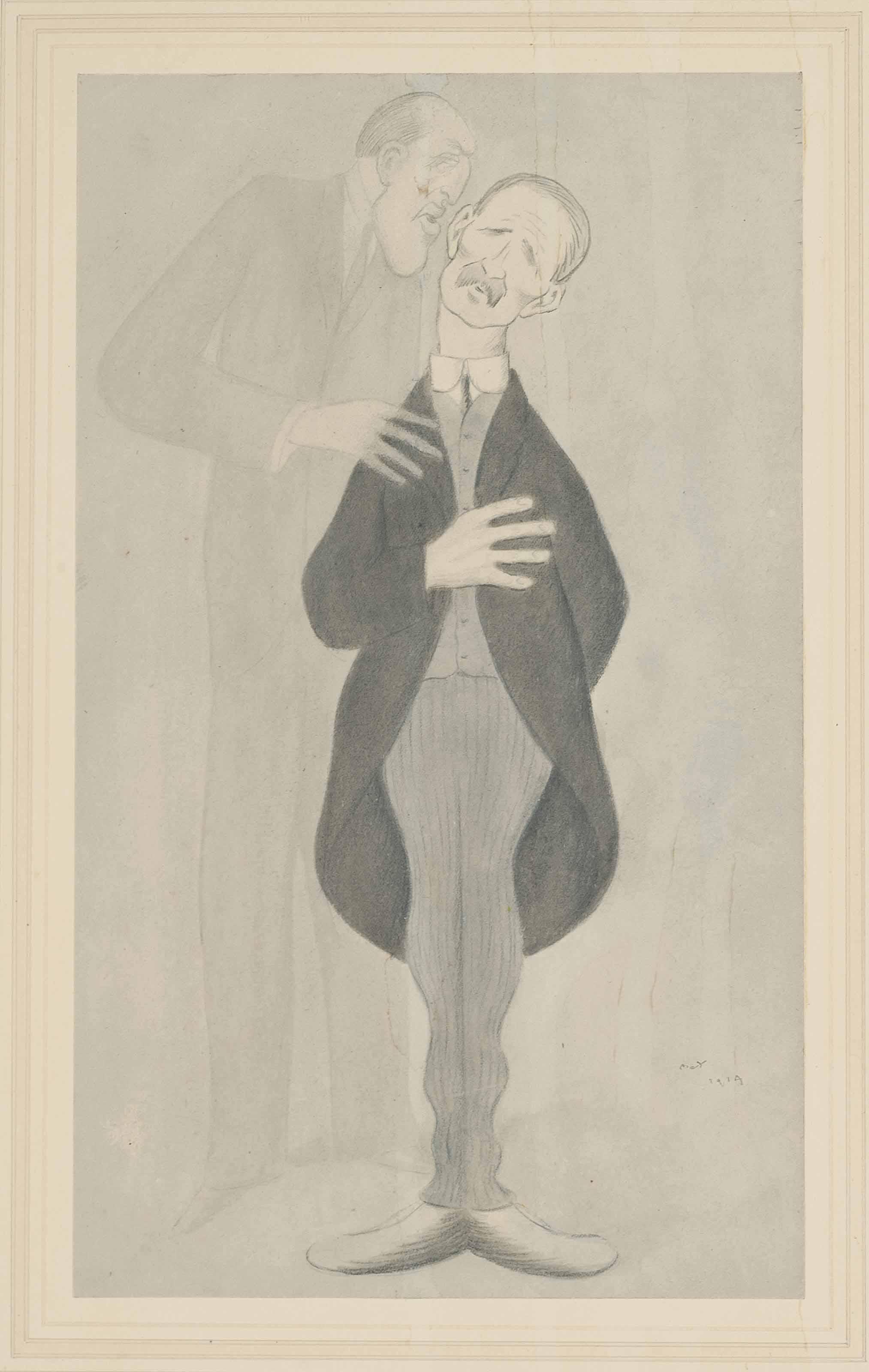 Sir Max Beerbohm - Study in temptation: Edward Carson and Rt. Hon. Andrew Bonar-Law