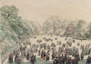 Sir Muirhead Bone, H.R.W.S., H.R.S.W., H.R.S.A. - Garden Party, St. John\'S College, Oxford