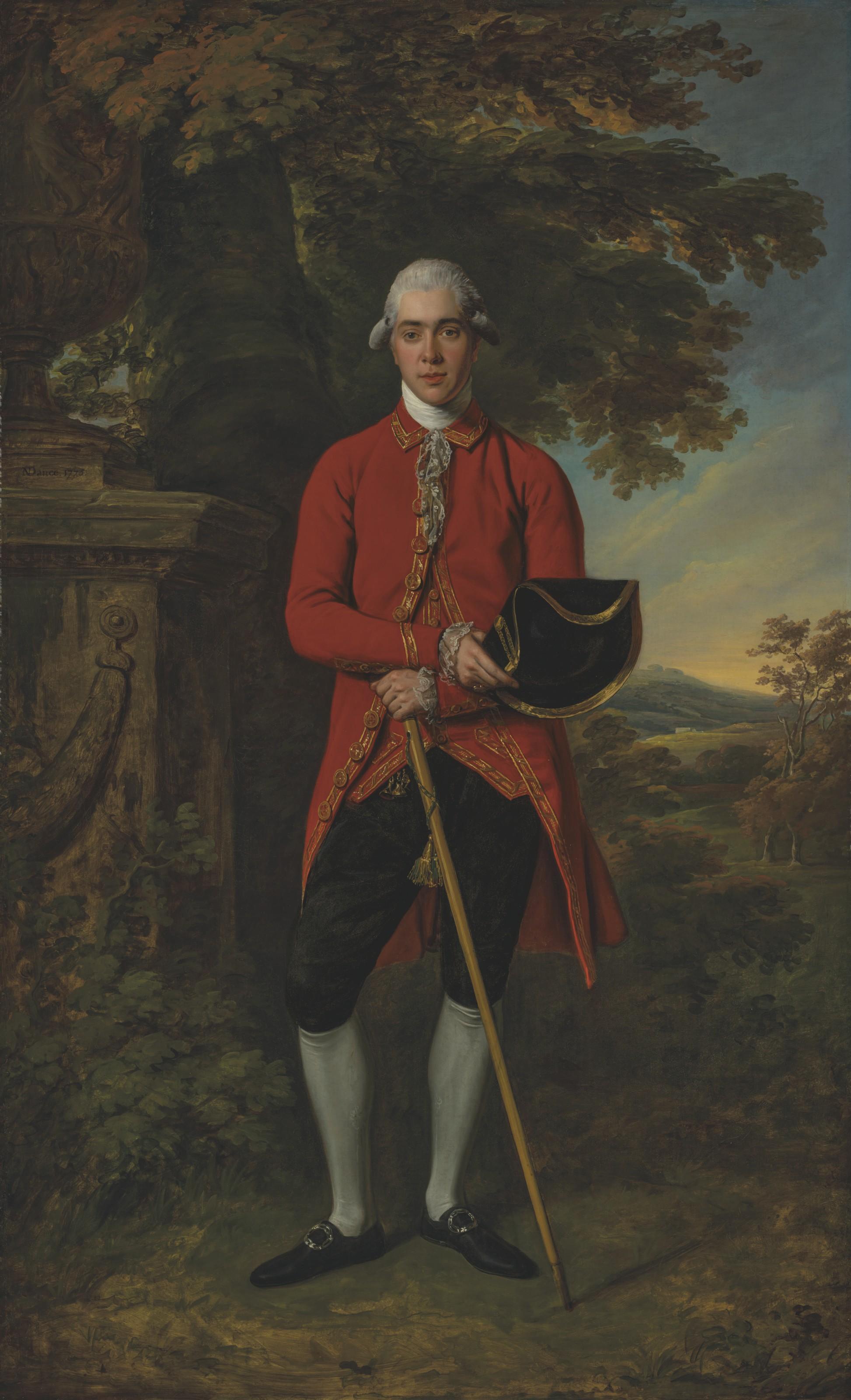 Sir Nathaniel Dance - Thomas Assheton-Smith (1752-1828), full-length, in a red jacket