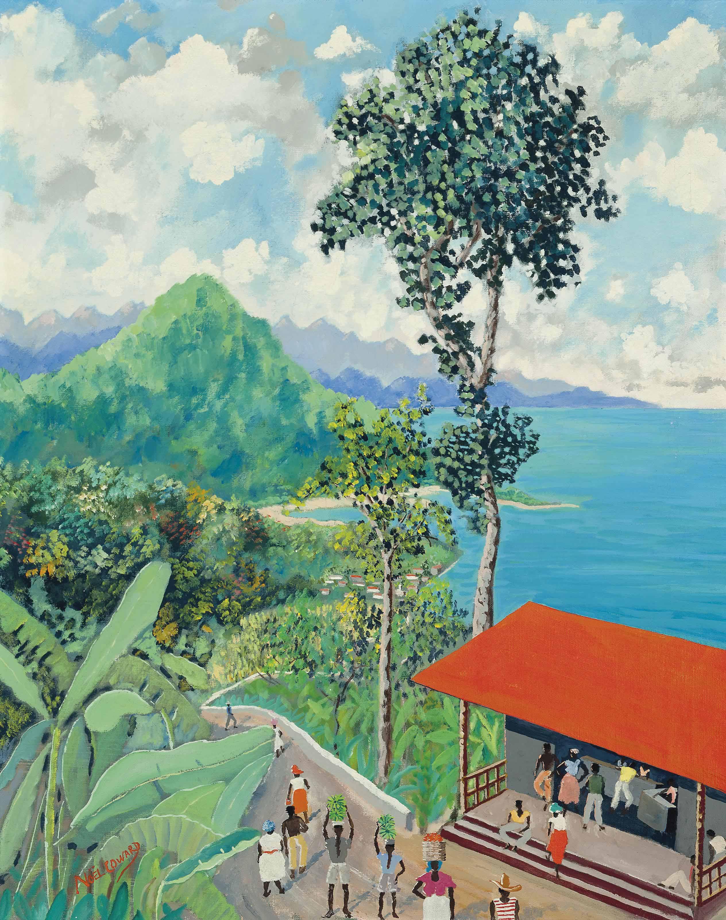 Sir Noël Coward - Jamaican Coastline with Red Roof Shack