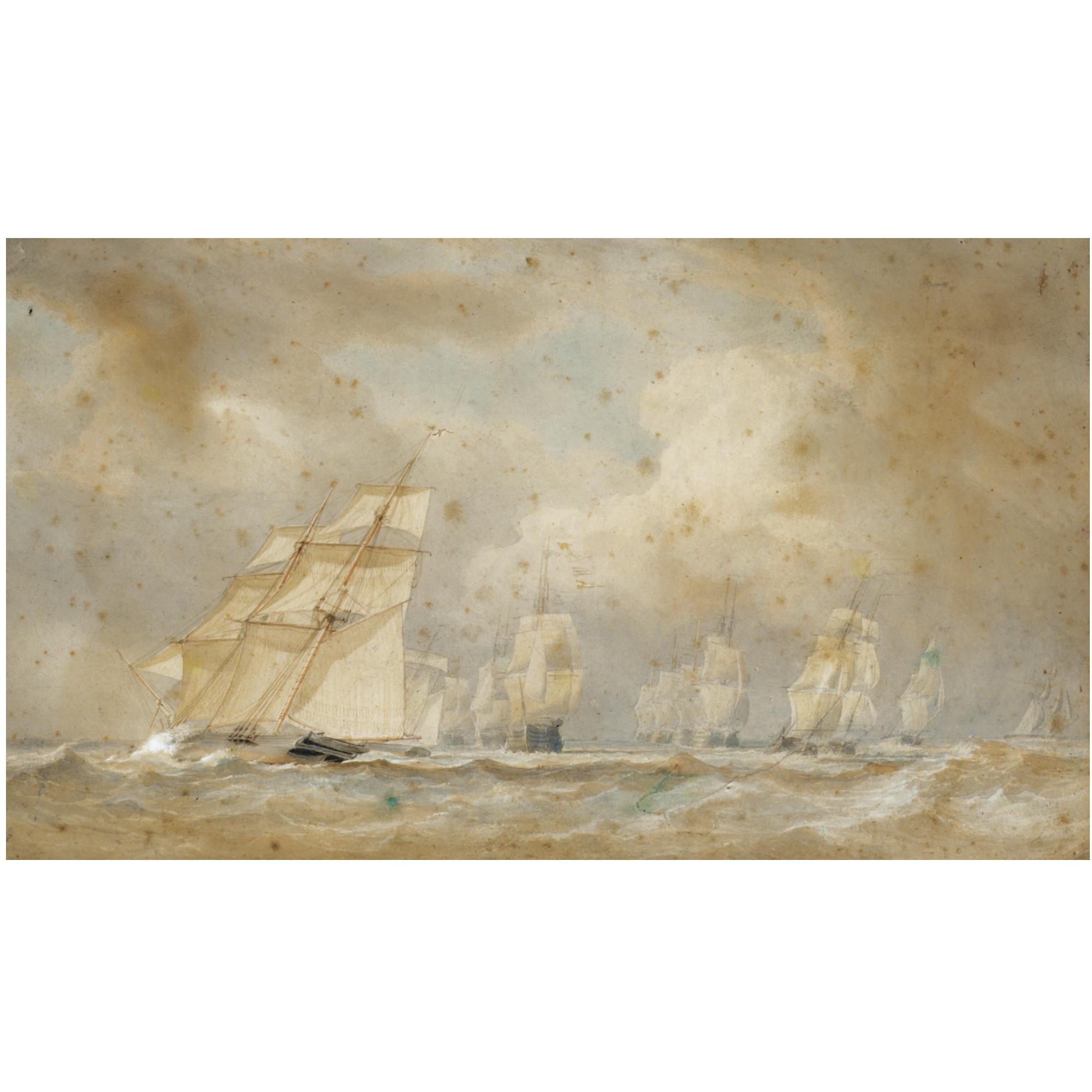 Sir Oswald Walter Brierly, R.W.S. - Brigs Racing Round The Fleet