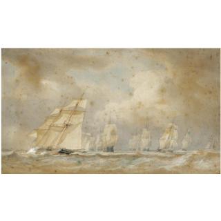Sir Oswald Walter Brierly, R.W.S. - Brigs Racing Round The Fleet