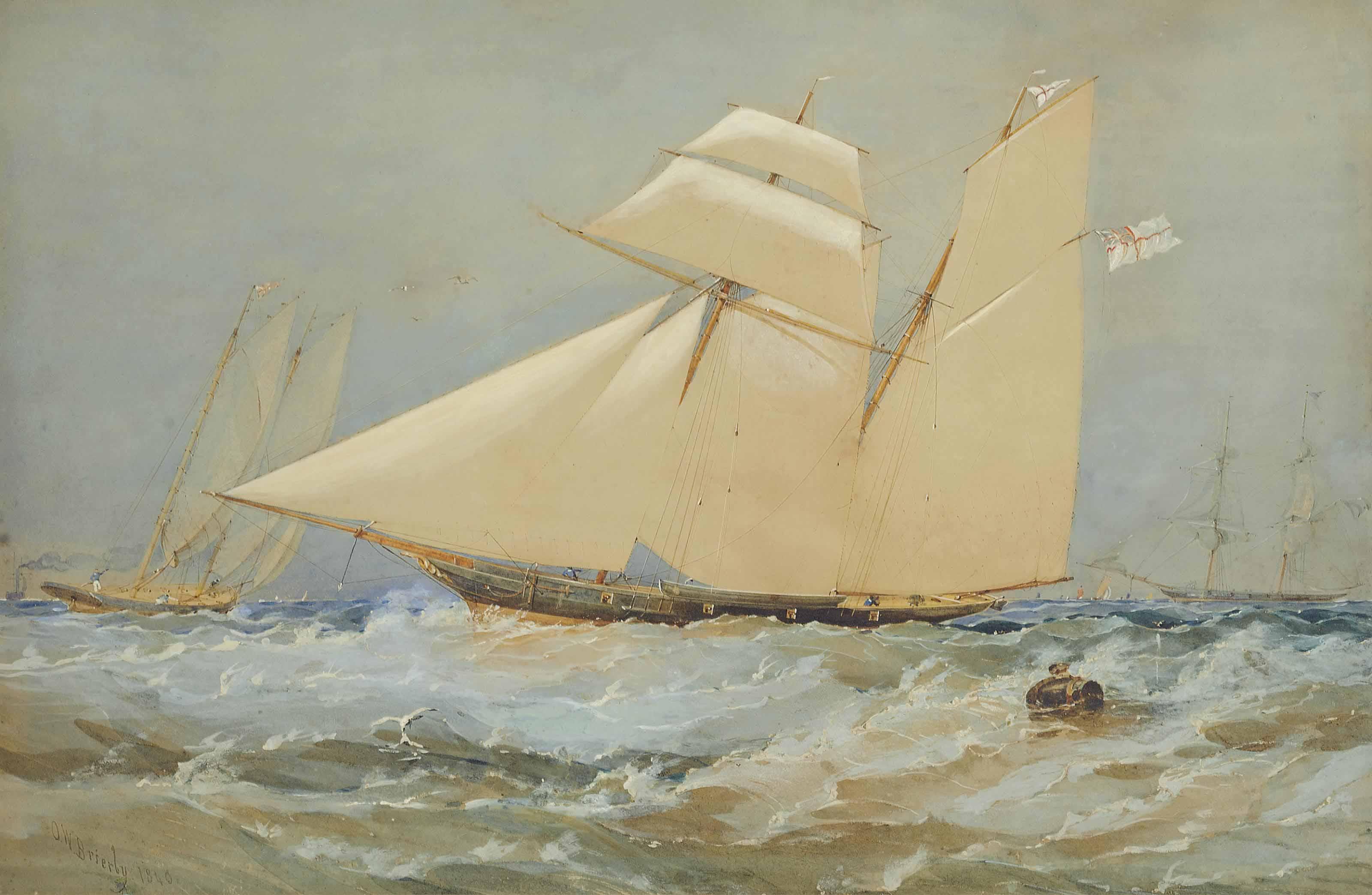 Sir Oswald Walters Brierly, R.W.S., F.R.G.S. - The topsail schooner Wanderer, R.Y.S., in a fresh breeze