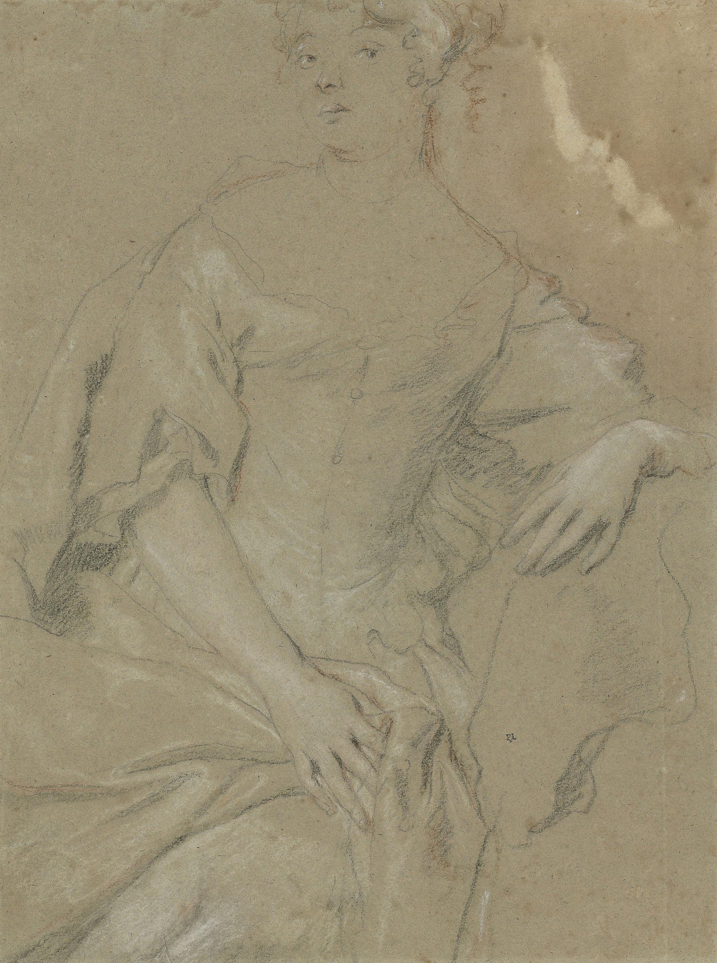 Sir Peter Lely - Study for a seated female portrait