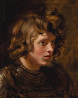 Sir Peter Paul Rubens - Head Of A Young Man Wearing Armour