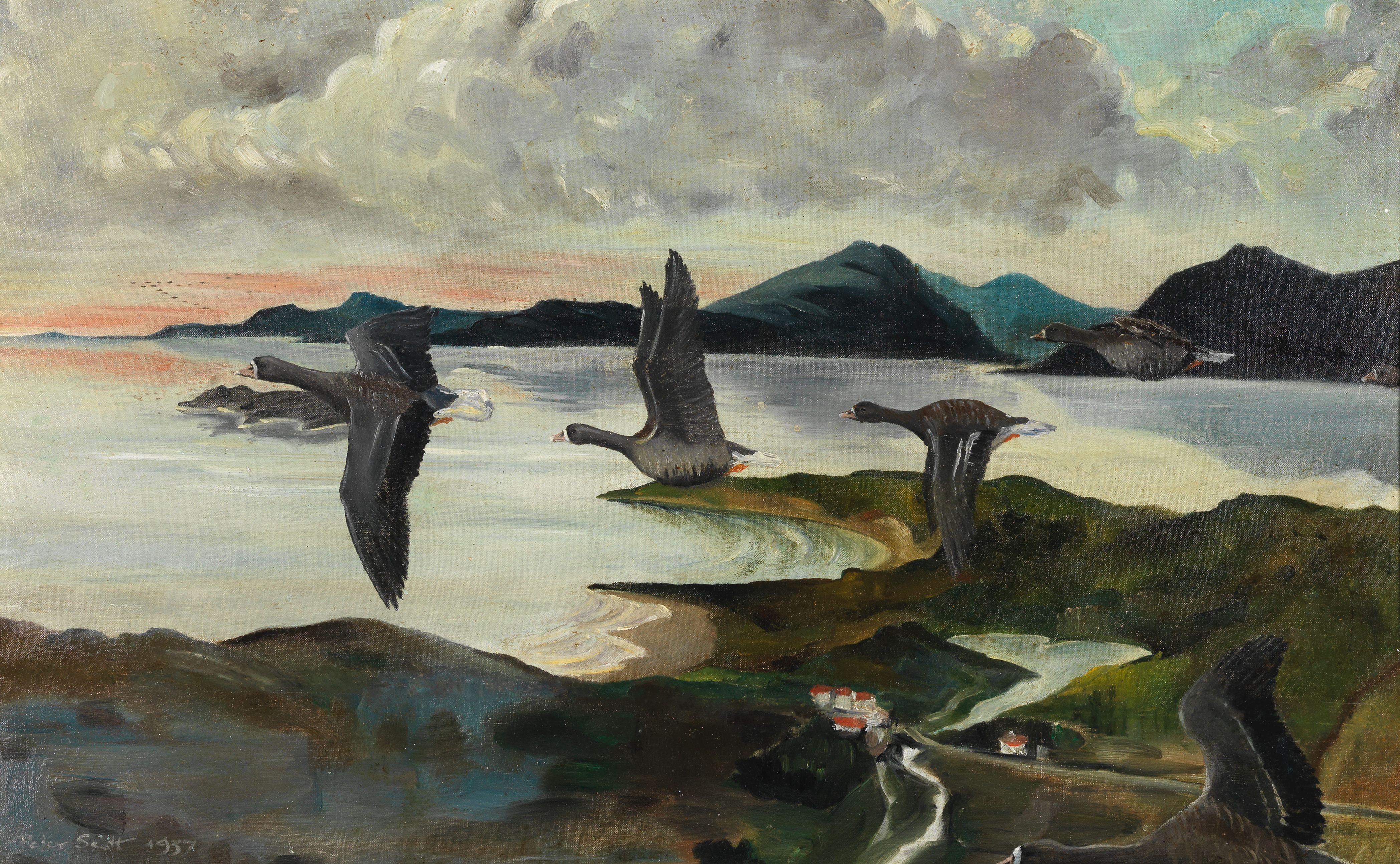 Sir Peter Scott - Geese Migrating