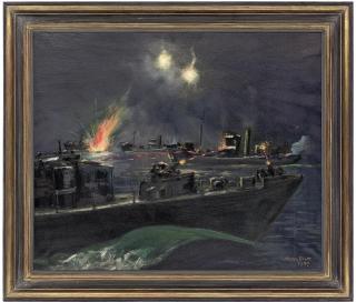 Sir Peter Scott - Range 60 yards - S.G.Bs. against Trawlers off Cap d\'Antifer, 27th September 1943