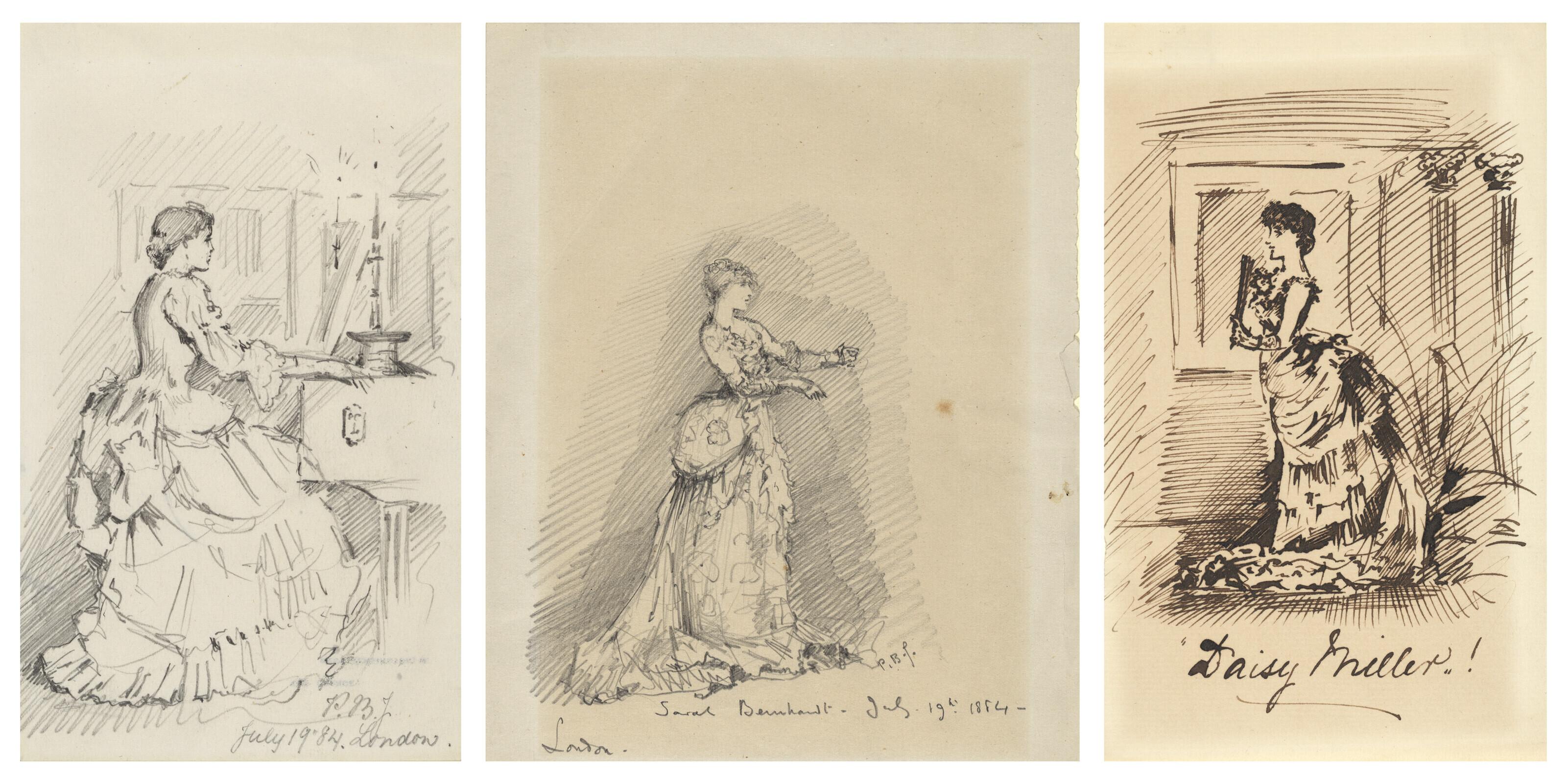 Sir Philip Burne-Jones, Bt. - Two drawings of Sarah Bernhardt, one of Daisy Miller
