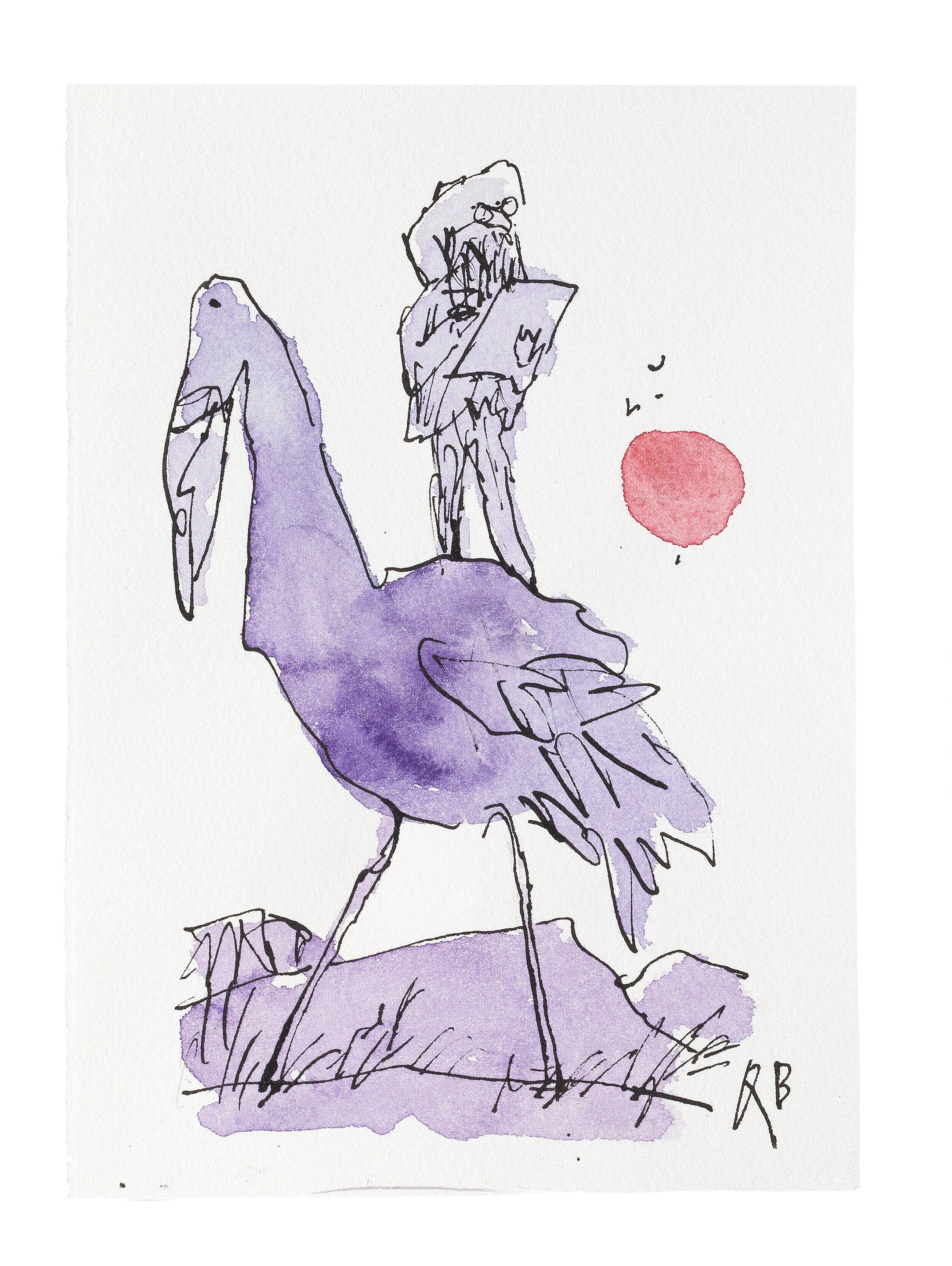 Artist on Birdback No.1 (unframed) by Sir Quentin Blake | Art.Salon